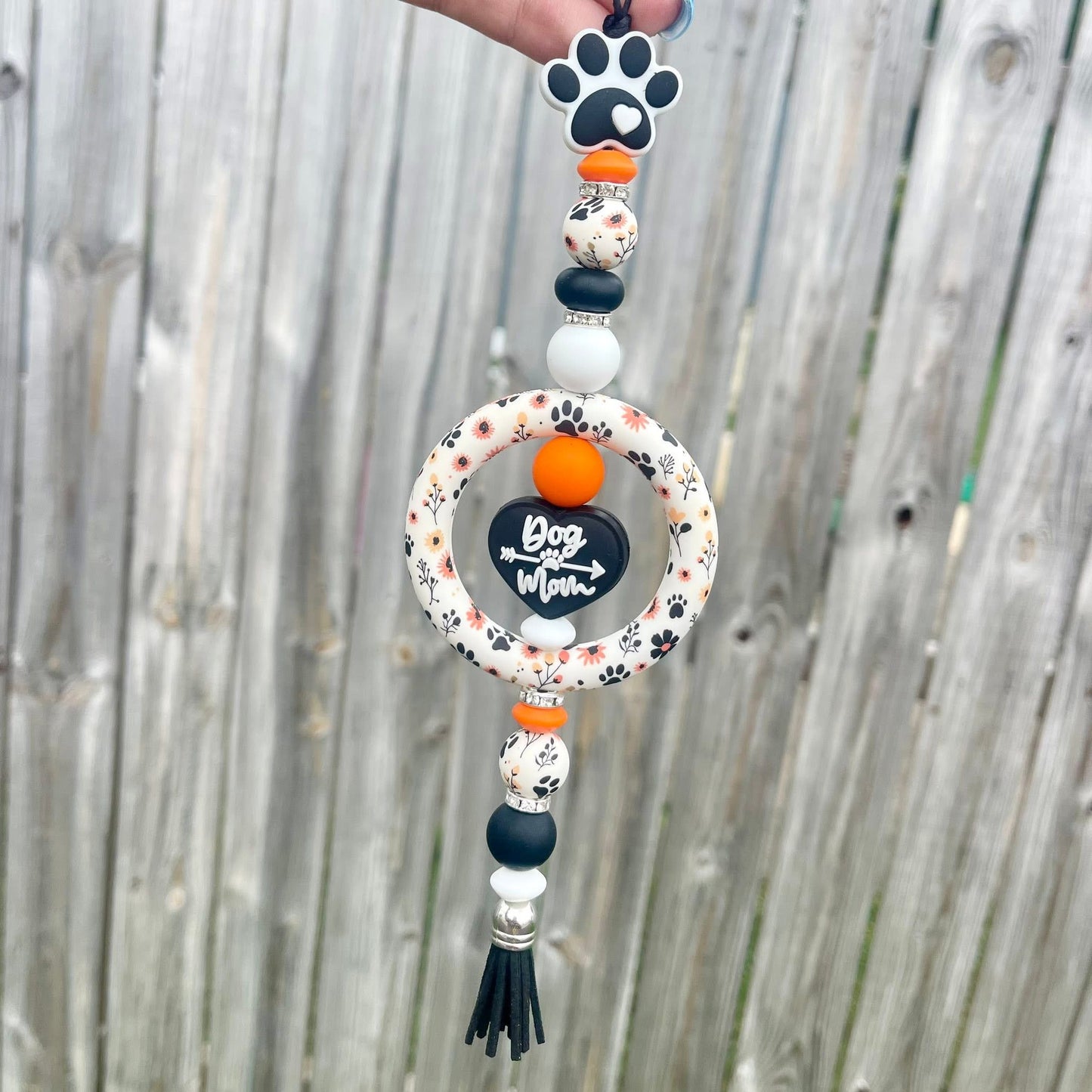 Dog Mom Beaded Car Charm