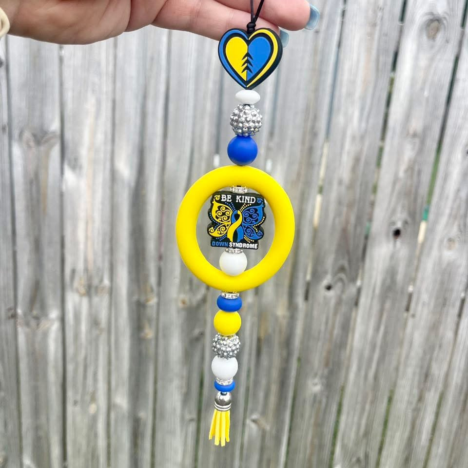 Down Syndrome Awareness Beaded Car Charm