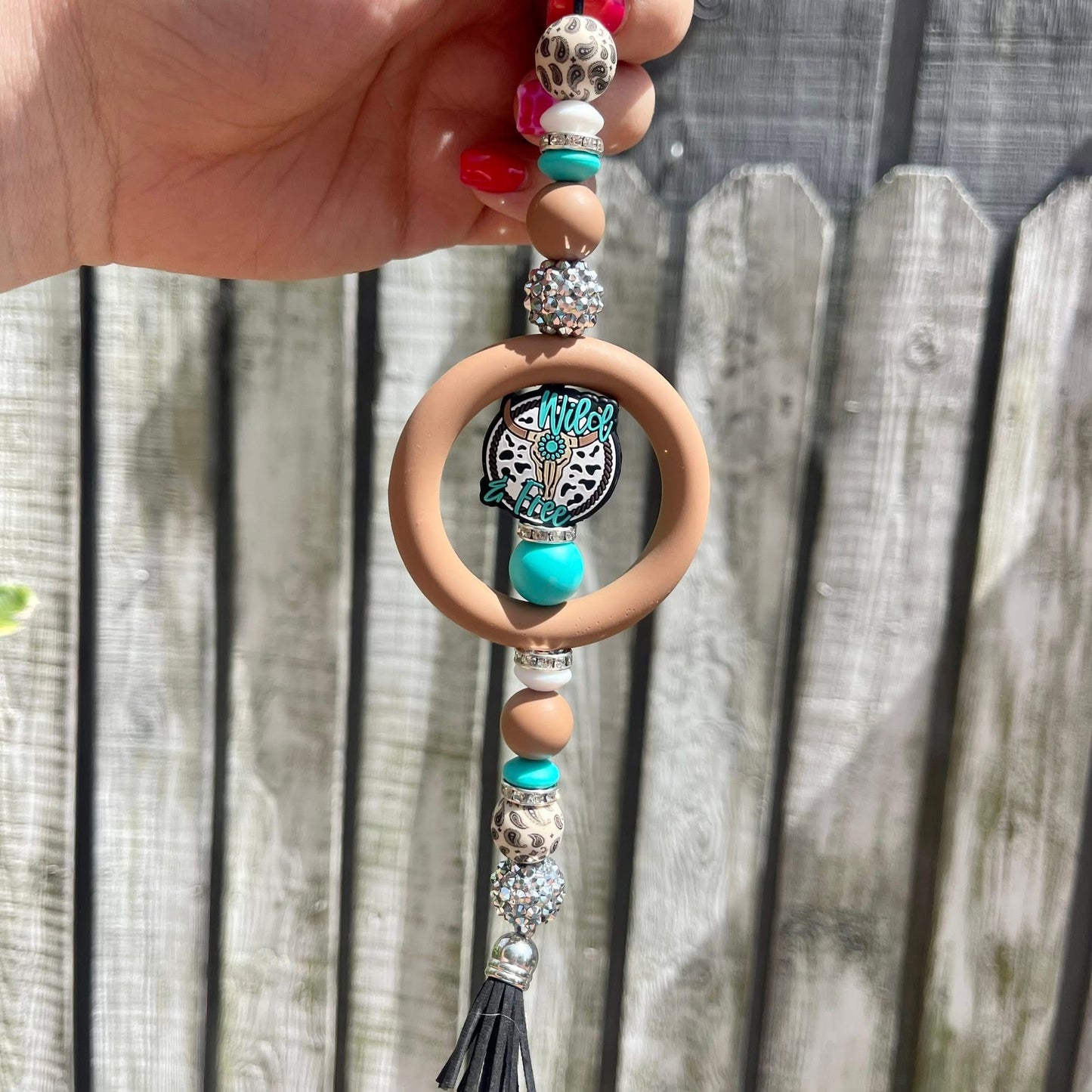 Wild and Free Beaded Car Charm