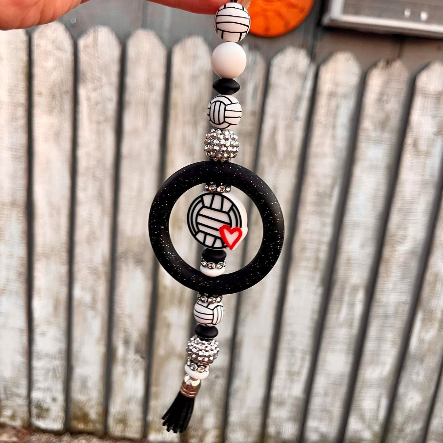 Volleyball Beaded Car Charm
