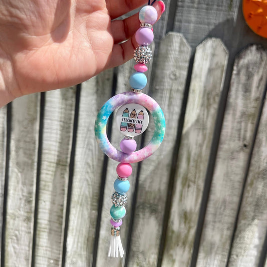 Pastel Pencil Teacher Beaded Car Charm