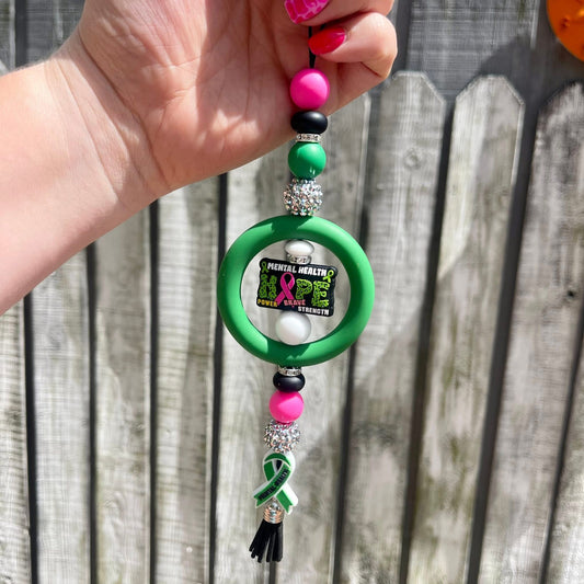 Mental Health Awareness Beaded Car Charm