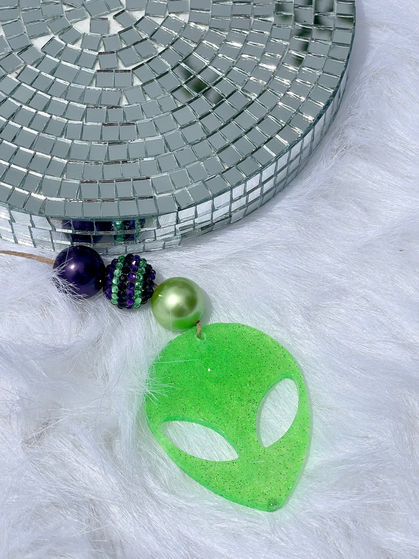 Green Alien Car Charm