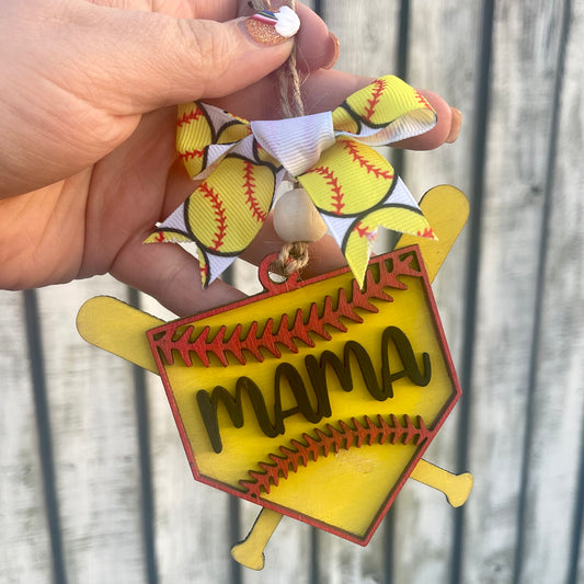 Softball Mama Car Charm