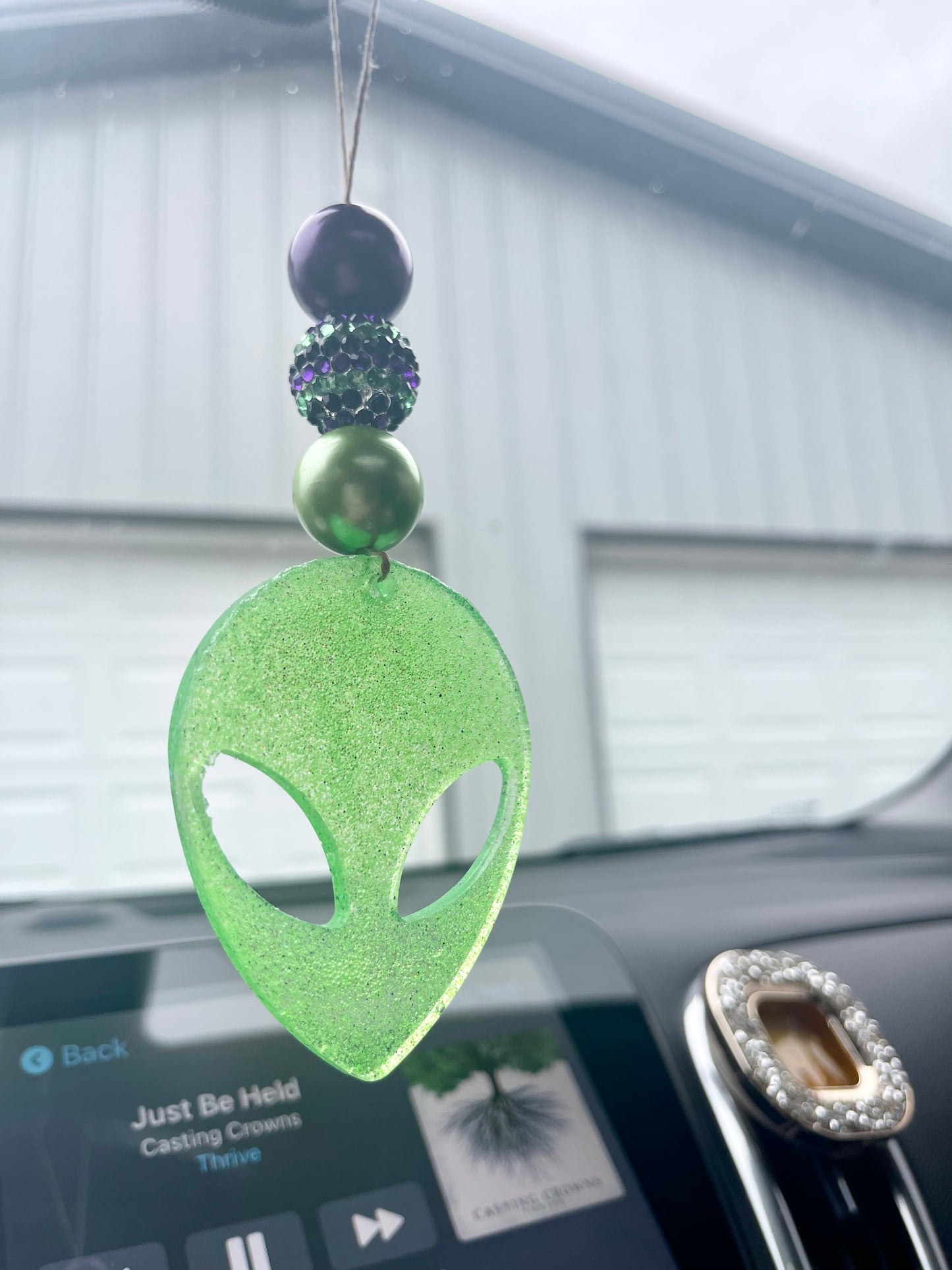 Green Alien Car Charm