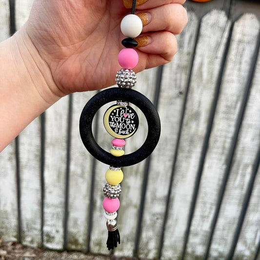 Love you to the Moon and Back Beaded Car Charm