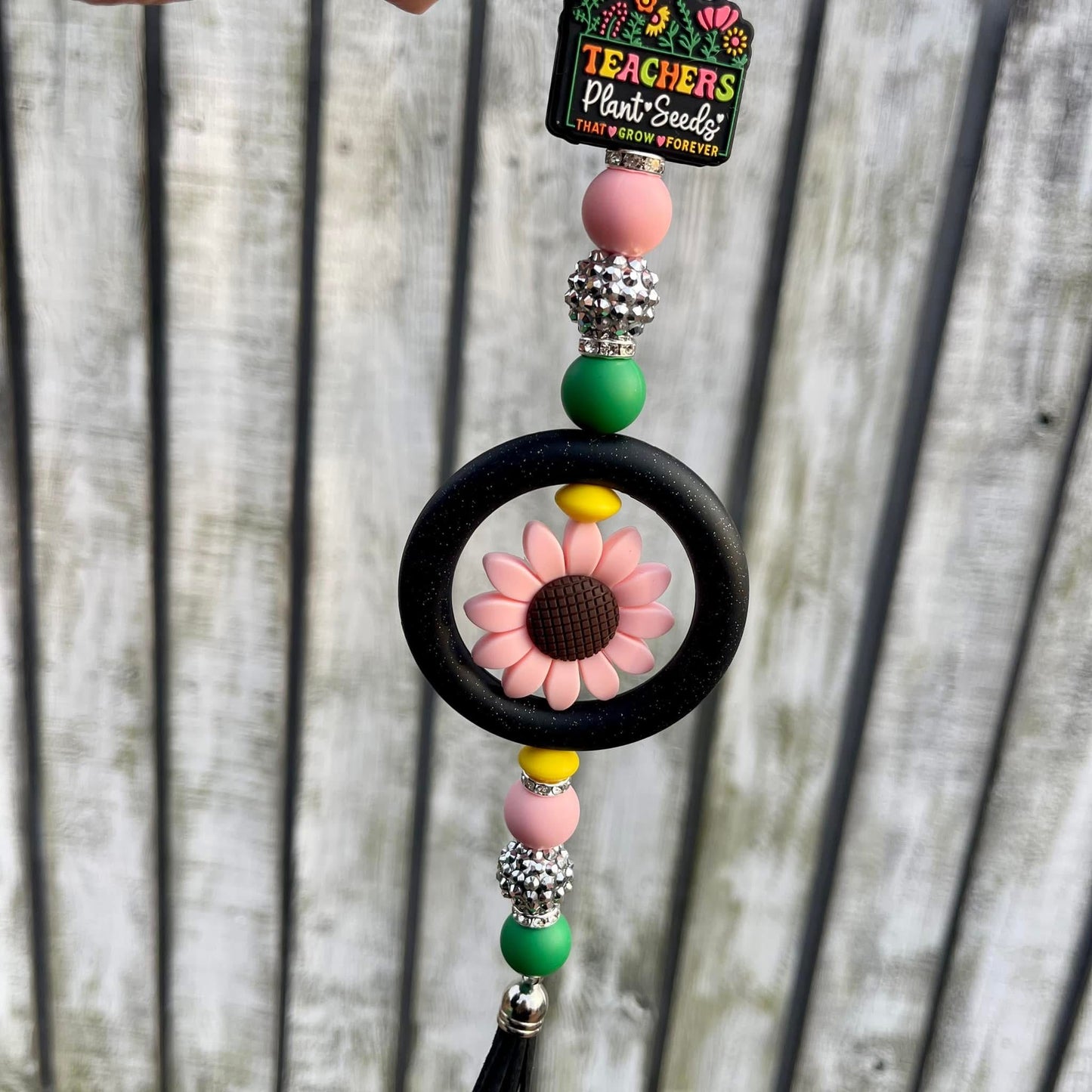 Teachers Plant Seeds Beaded Car Charm