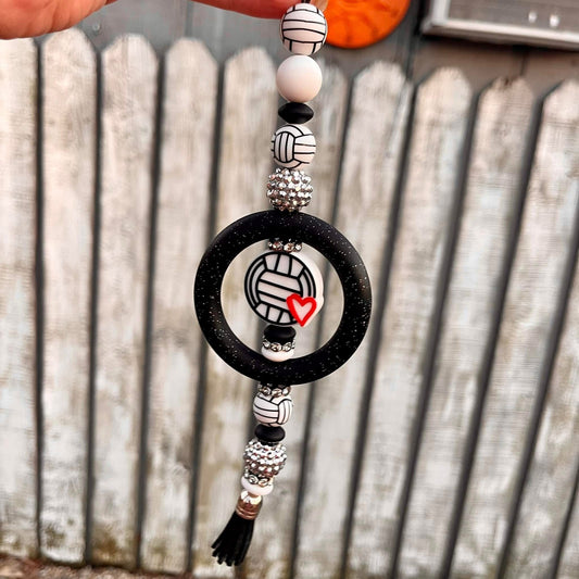 Volleyball Beaded Car Charm